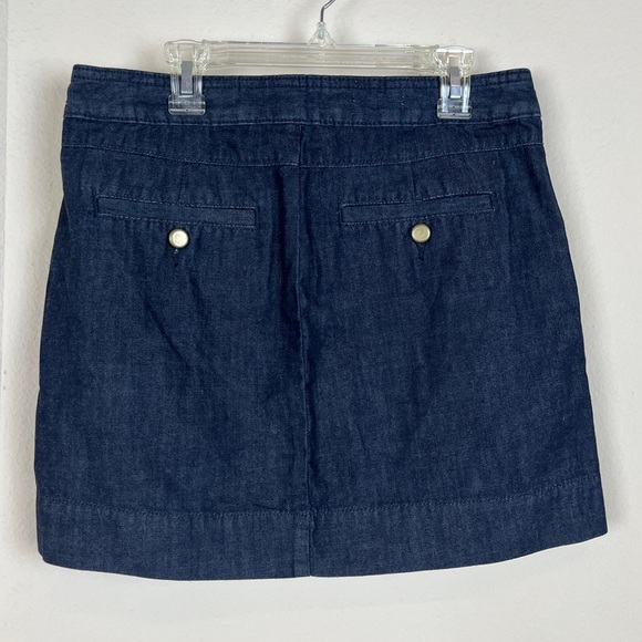 GAP 1969 Dark Denim Mini Skirt (25/0) Pockets Classic Button Preppy Straight - Picture 3 of 7